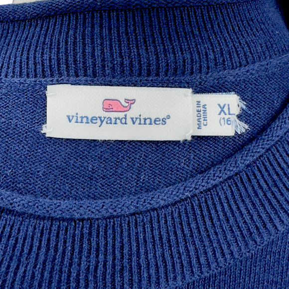 Vineyard Vines Blue White Striped Long Sleeve Crew Neck Pullover Sweater XL 16 - Picture 5 of 8